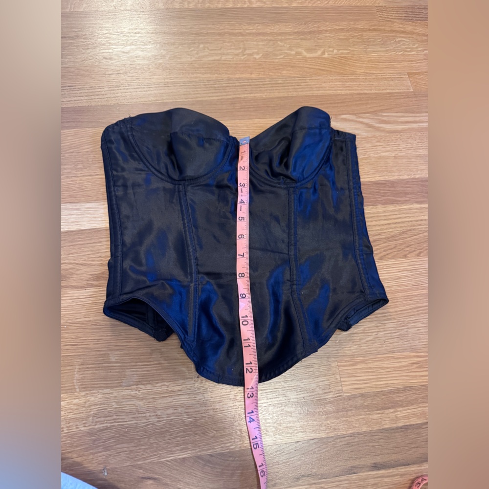 80s Vintage Black Satin Bustier Sz Sm - Picture 9 of 9